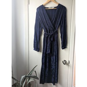 Simons Satiny Jacquard Belted Dress